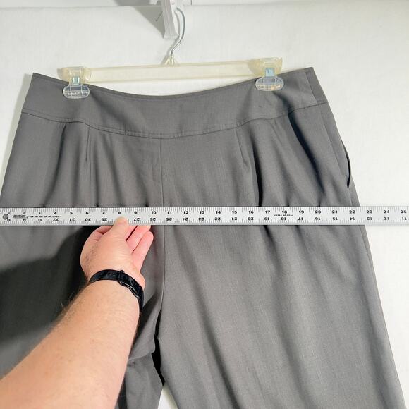 Talbots Pull On Pants Woman 16 Italian Wool Grey Pockets Made in Japan Zip Hook - Picture 7 of 11